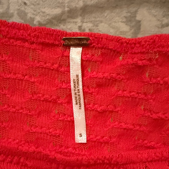 Free People Red Ruffled Top - Picture 3 of 4